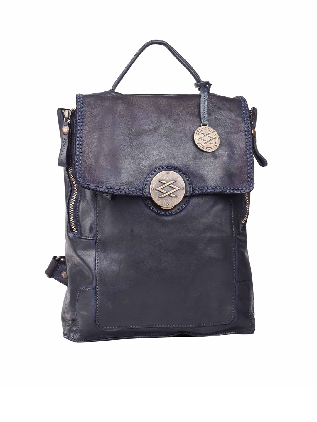 

KOMPANERO Leather Laptop Backpack, Navy blue