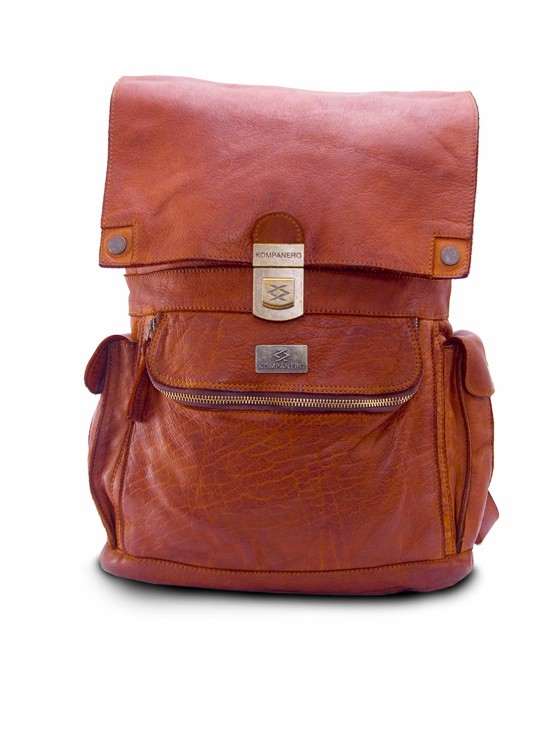 

KOMPANERO Textured Leather Backpack, Tan