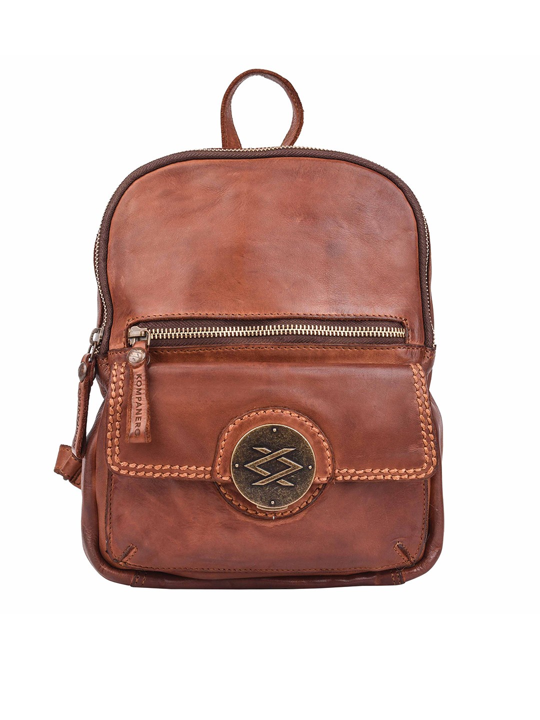 

KOMPANERO Textured Leather Backpack, Tan