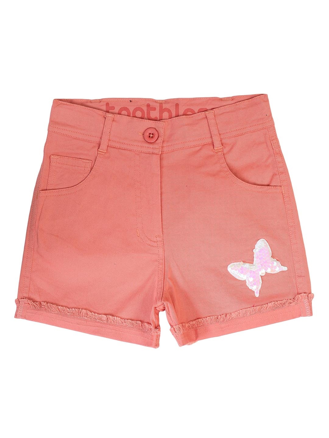 

toothless Girls Mid-Rise Regular Cotton Shorts, Peach