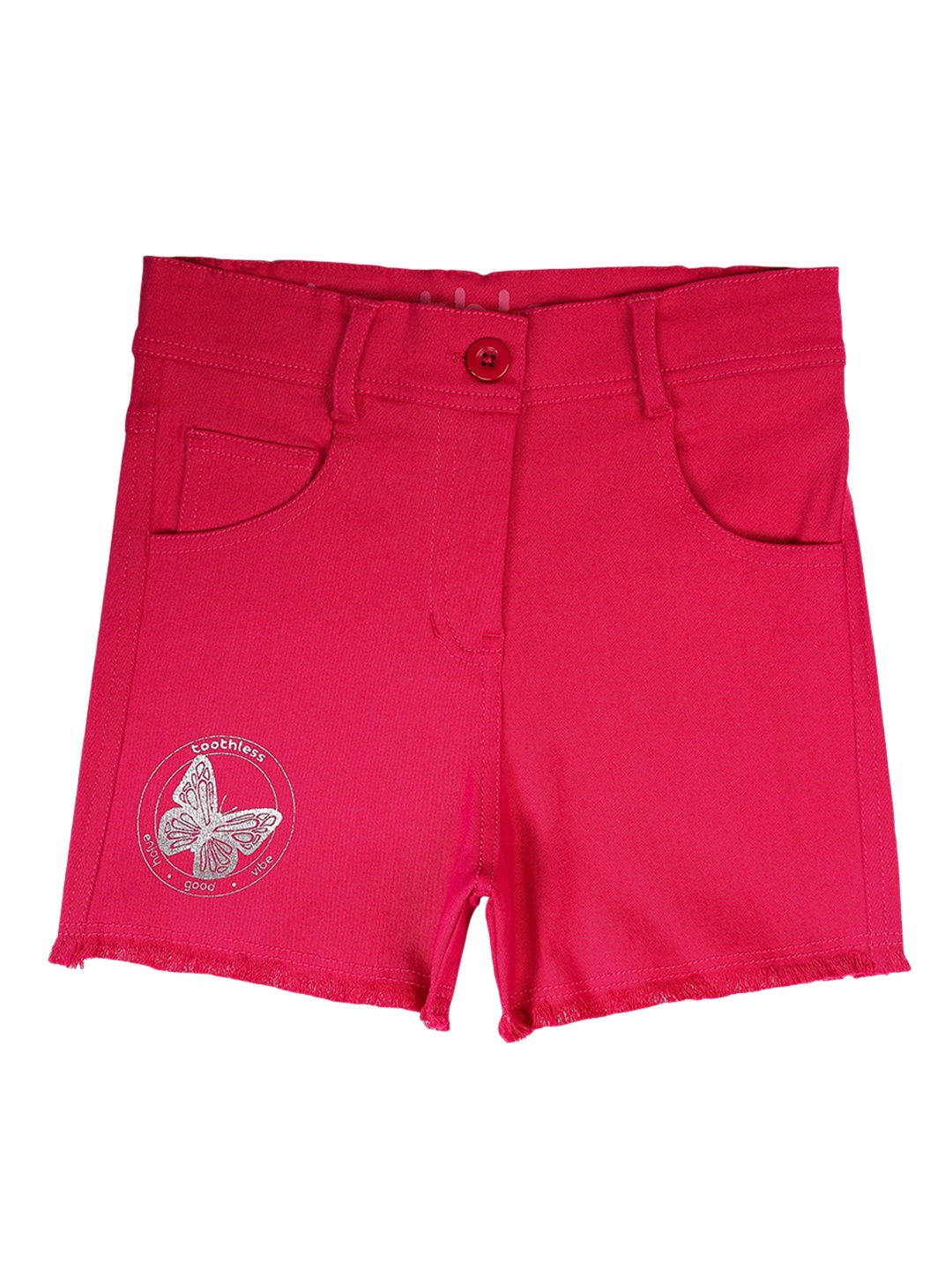 

toothless Girls Mid Rise Cotton Shorts, Red