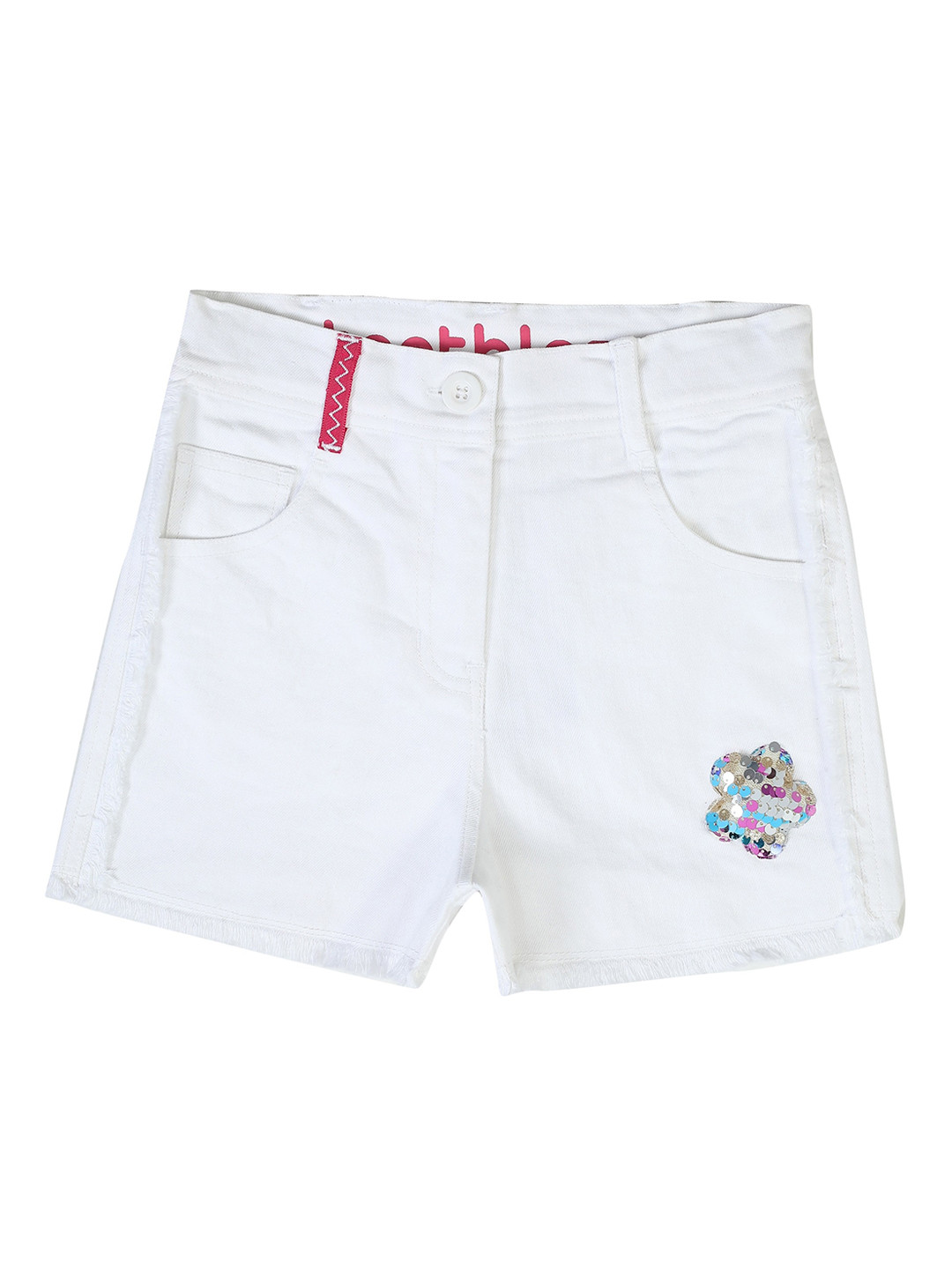 

toothless Girls Mid Rise Cotton Shorts, White