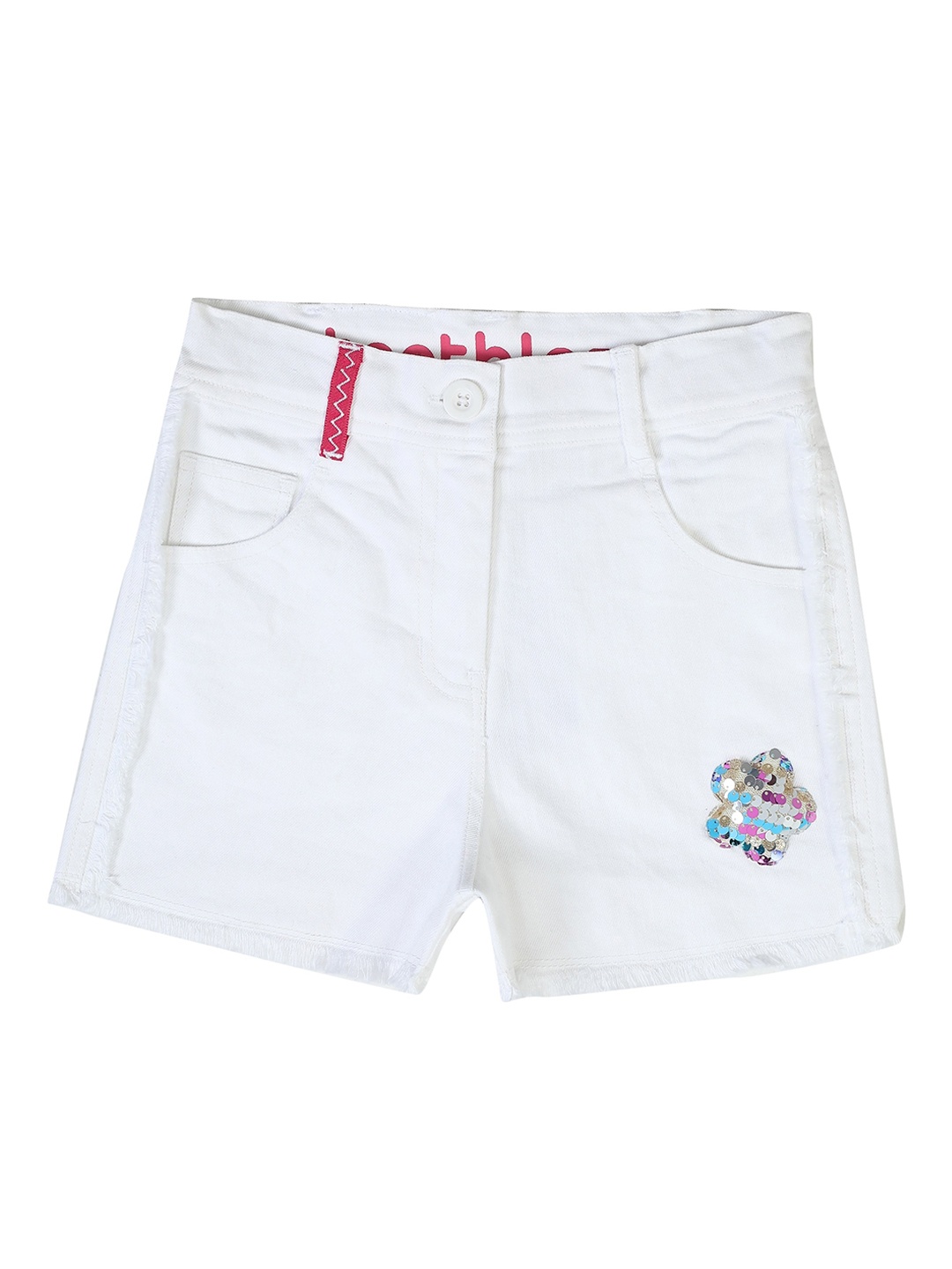 

toothless Girls Mid Rise Cotton Shorts, White
