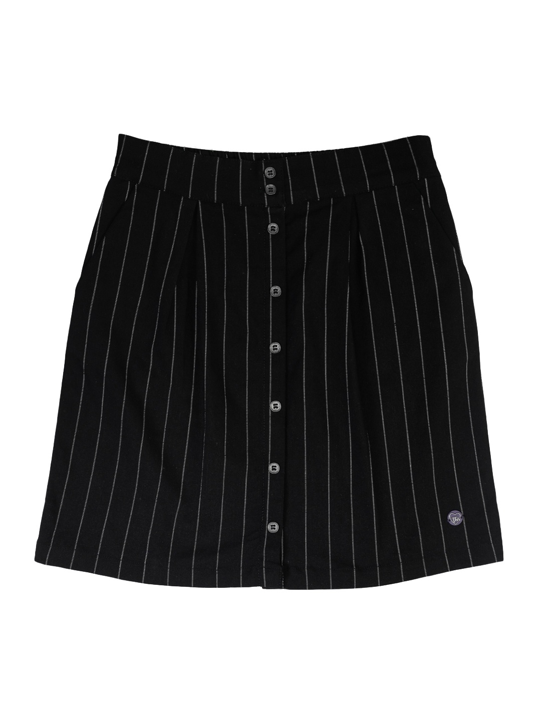 

Toothless Mid Top Striped A-Line Maxi Skirt, Black