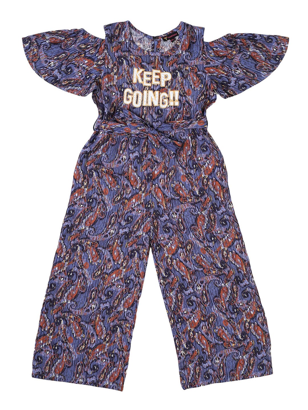 

toothless Girls Printed Cotton Basic Jumpsuit, Blue