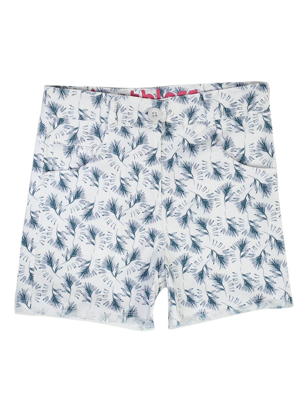 

toothless Girls Floral Printed Regular Cotton Shorts, White