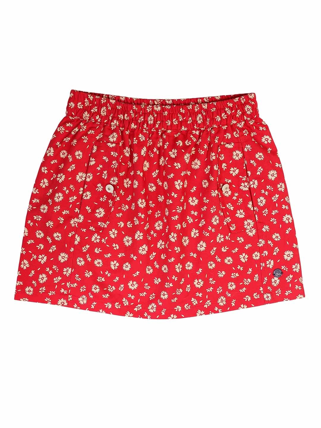 

toothless Printed A-line Knee Length skirt, Red