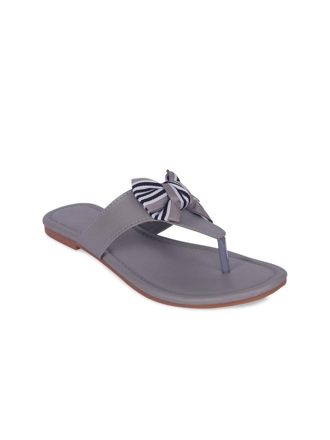 

Anouk Grey And White Bow Detail T-Strap Flats