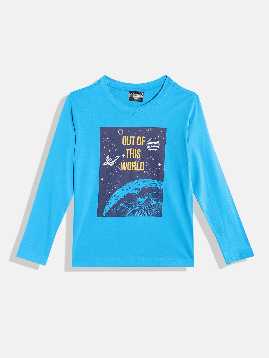 

Eteenz Boys Graphic & Typography Printed Pure Cotton T-shirt, Blue