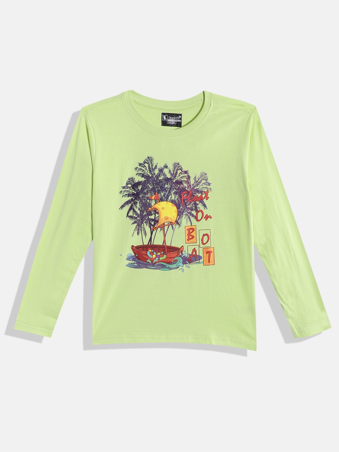 

Eteenz Boys Graphic & Typography Printed Pure Cotton T-shirt, Green