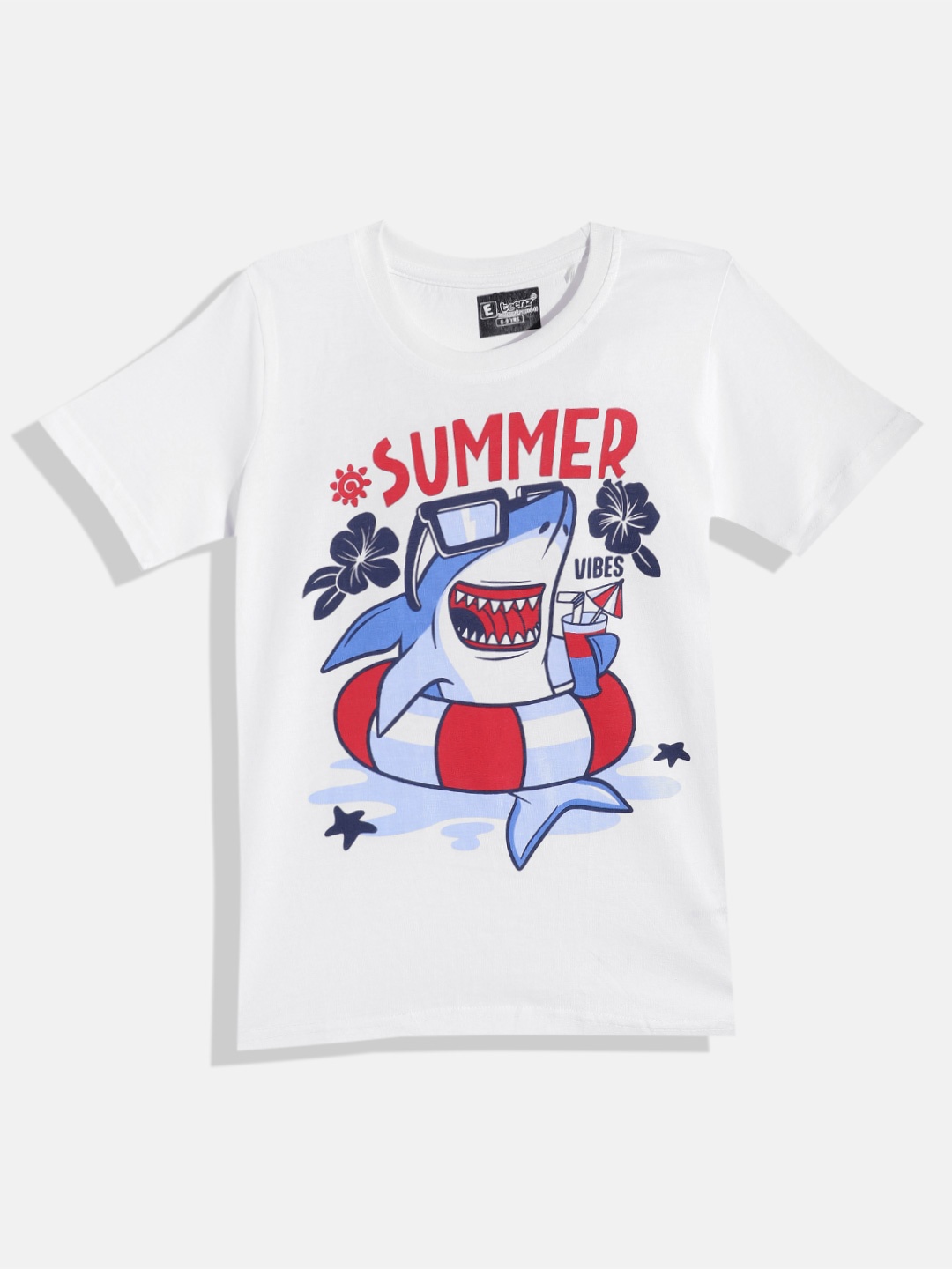 

Eteenz Boys Graphic & Typography Printed Pure Cotton T-shirt, White