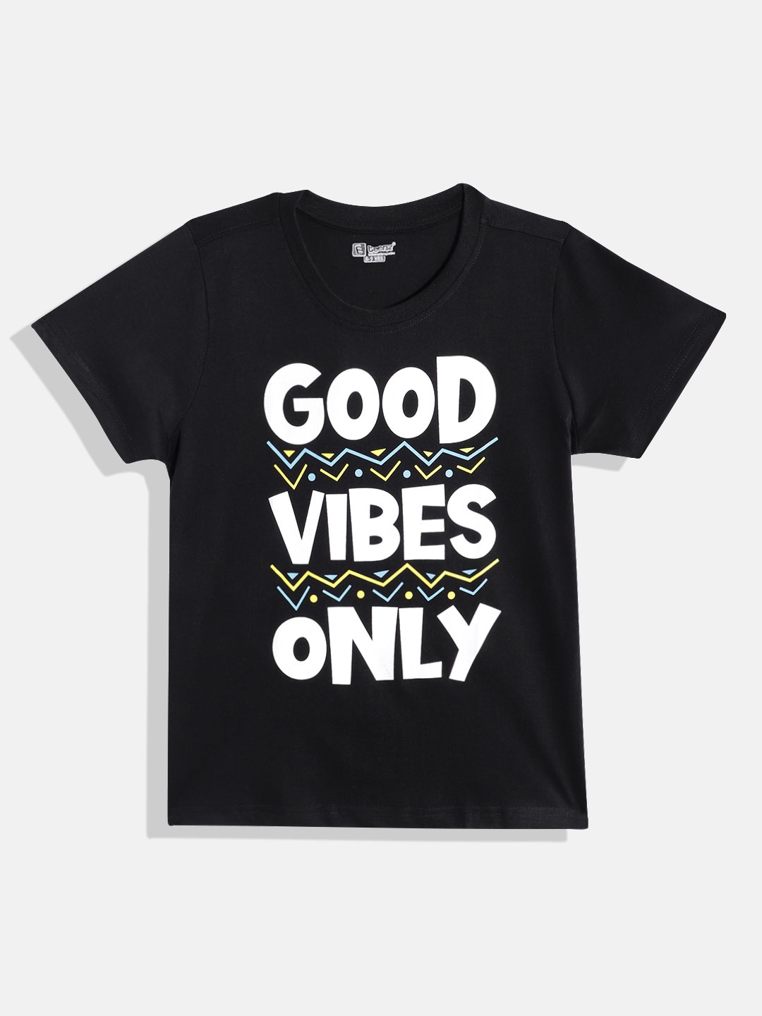 

Eteenz Boys Pure Cotton Typography Printed T-shirt, Black