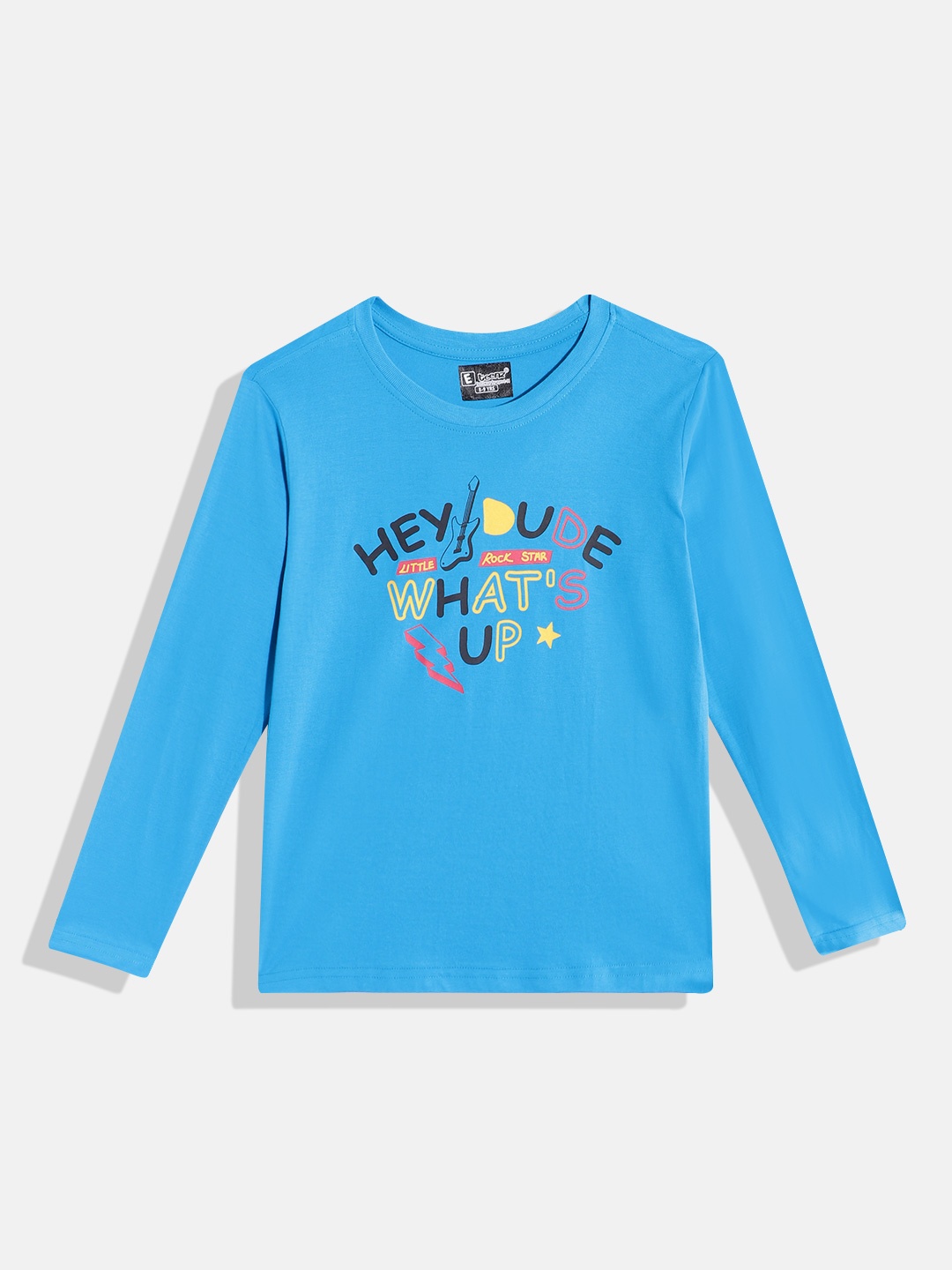 

Eteenz Boys Pure Cotton Typography Printed T-shirt, Turquoise blue