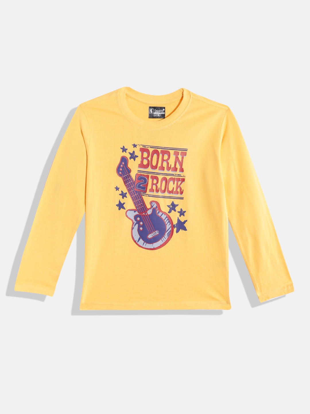 

Eteenz Boys Pure Cotton Typography Printed T-shirt, Yellow