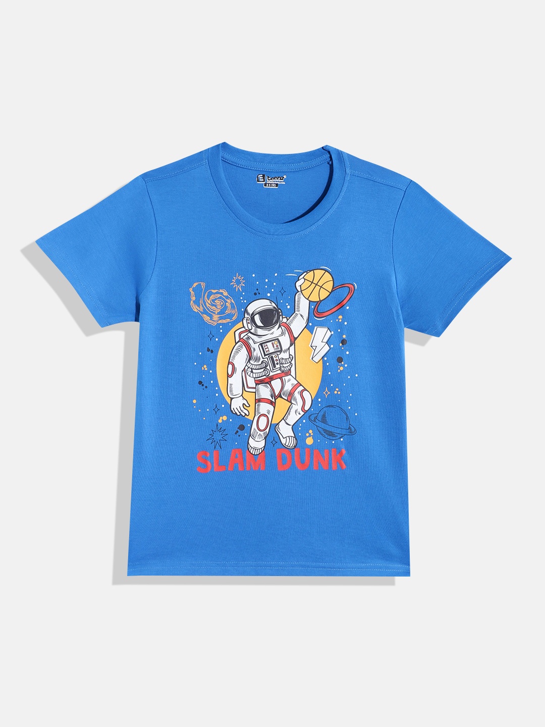 

Eteenz Boys Pure Cotton Graphic Printed T-shirt, Blue