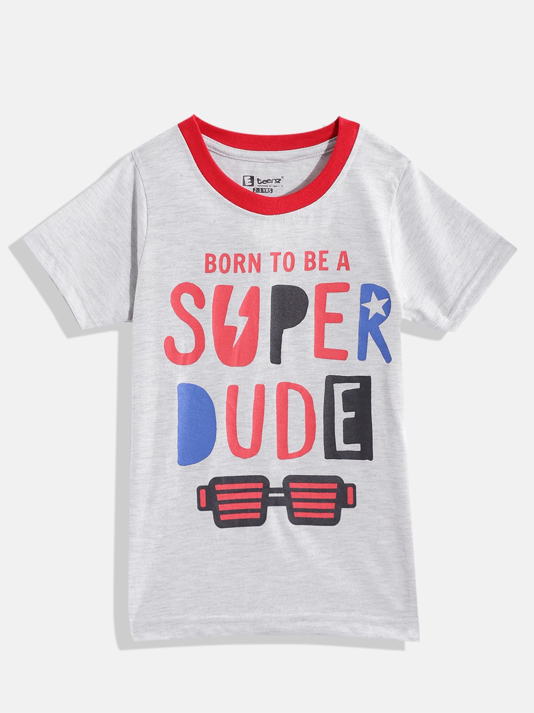 

Eteenz Boys Typography & Graphic Printed Pure Cotton T-shirt, Grey