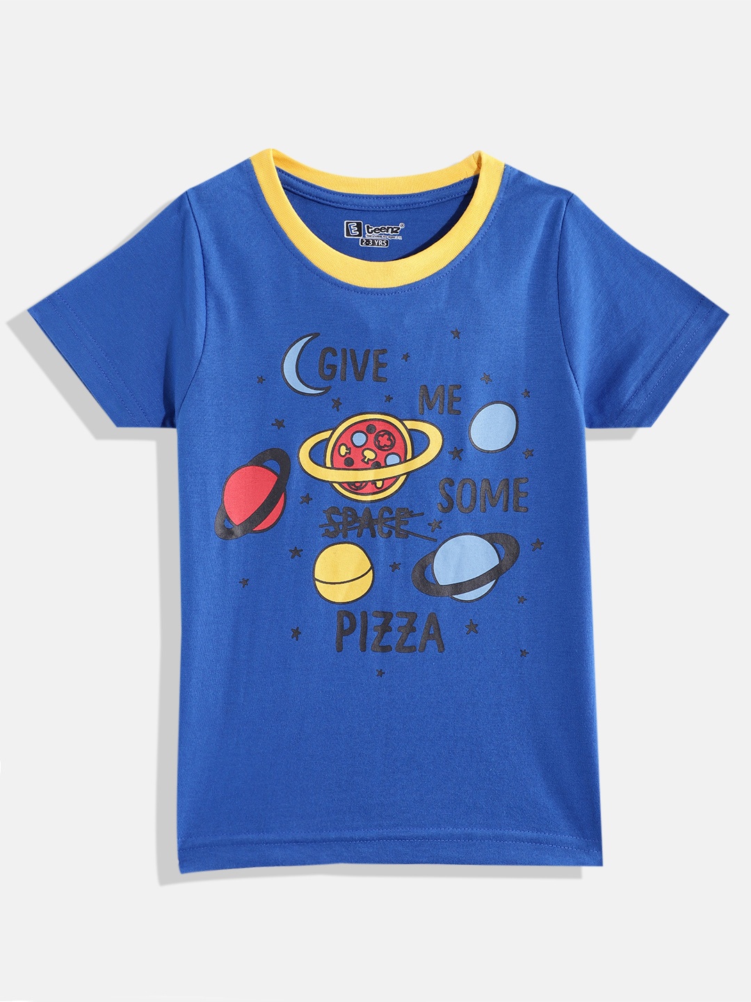 

Eteenz Boys Graphic & Typography Printed Pure Cotton T-shirt, Blue