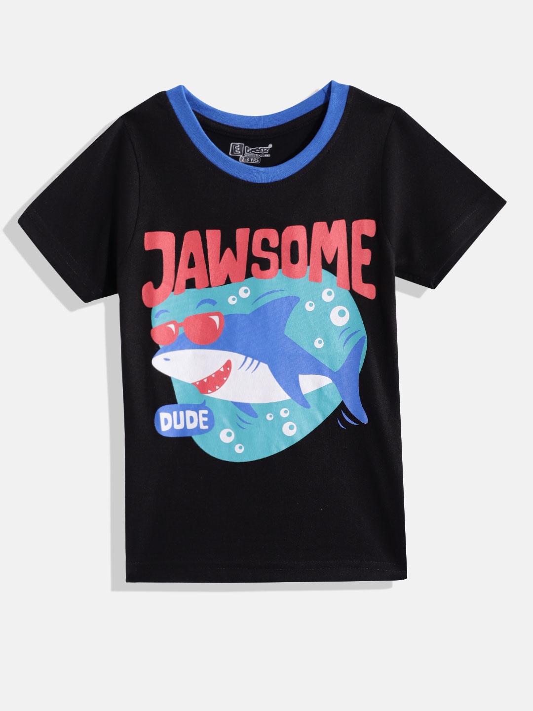 

Eteenz Boys Graphic & Typography Printed Pure Cotton T-shirt, Black