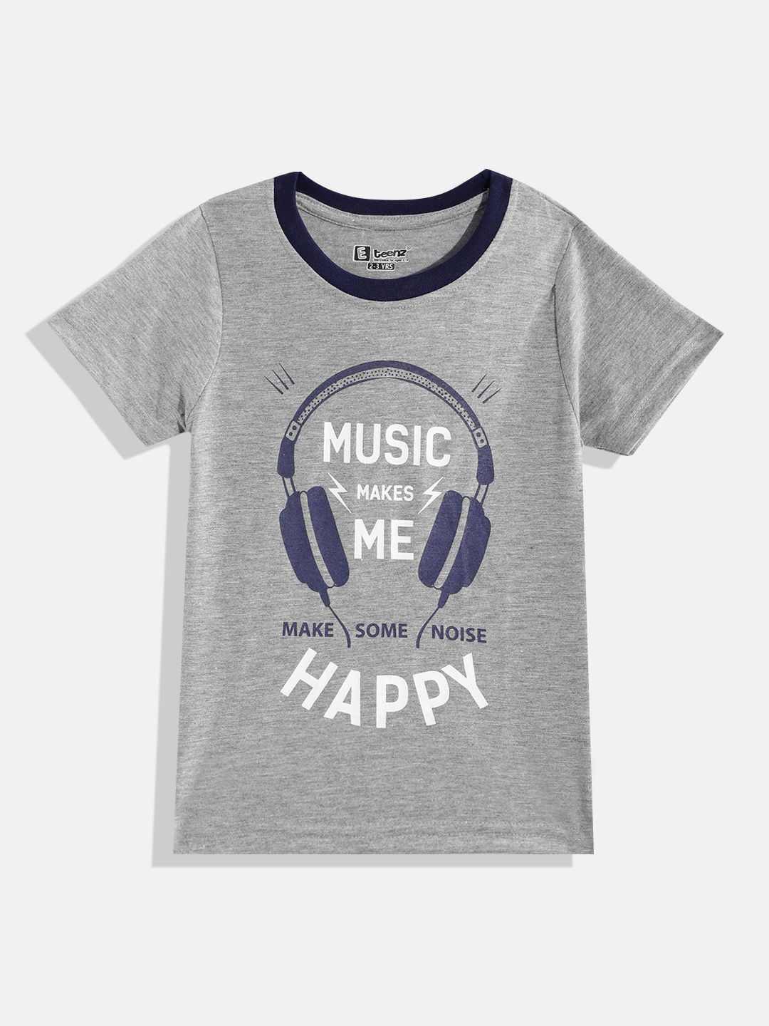 

Eteenz Boys Typography & Graphic Printed Pure Cotton T-shirt, Grey