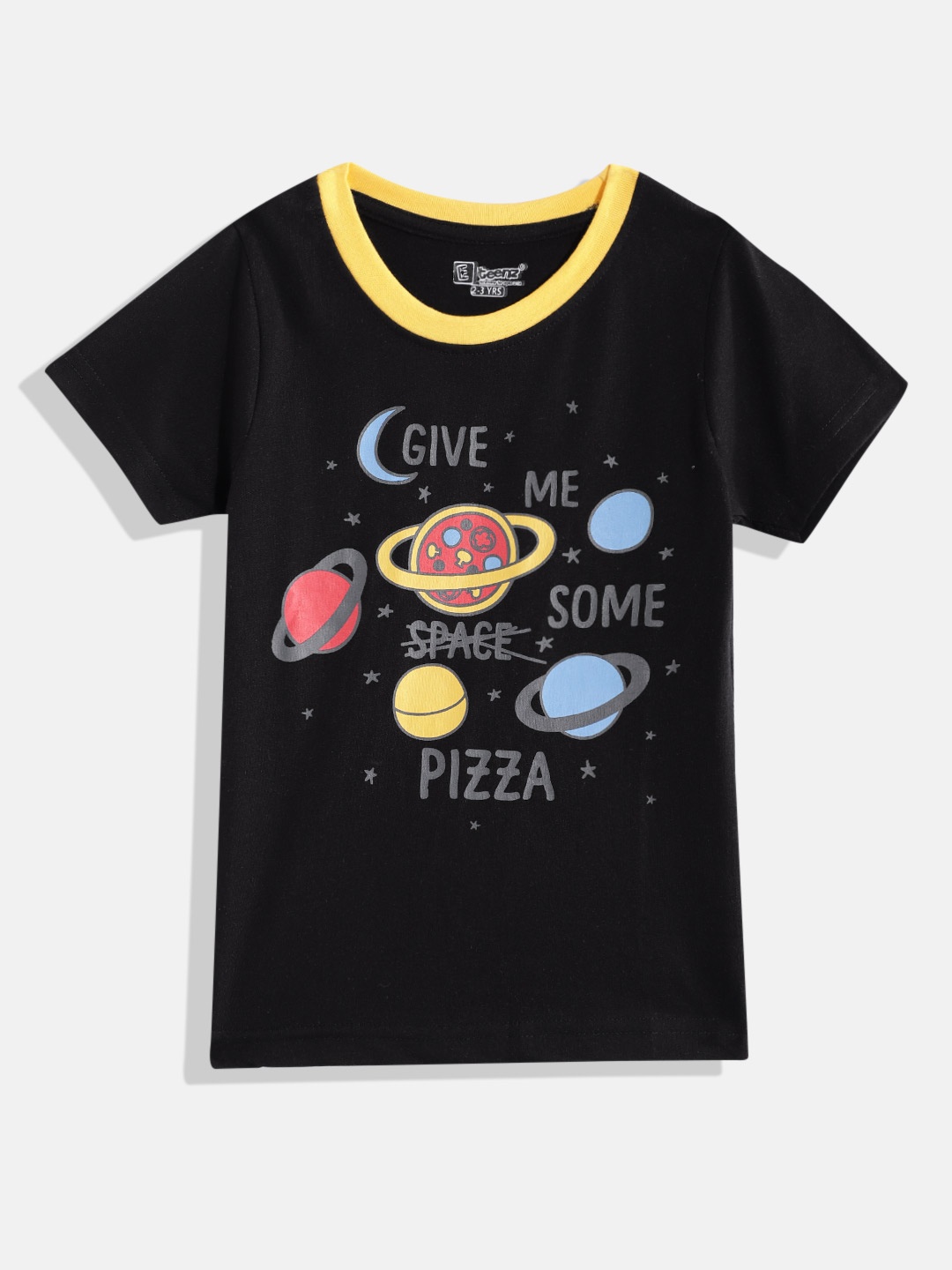 

Eteenz Boys Graphic & Typography Printed Pure Cotton T-shirt, Black