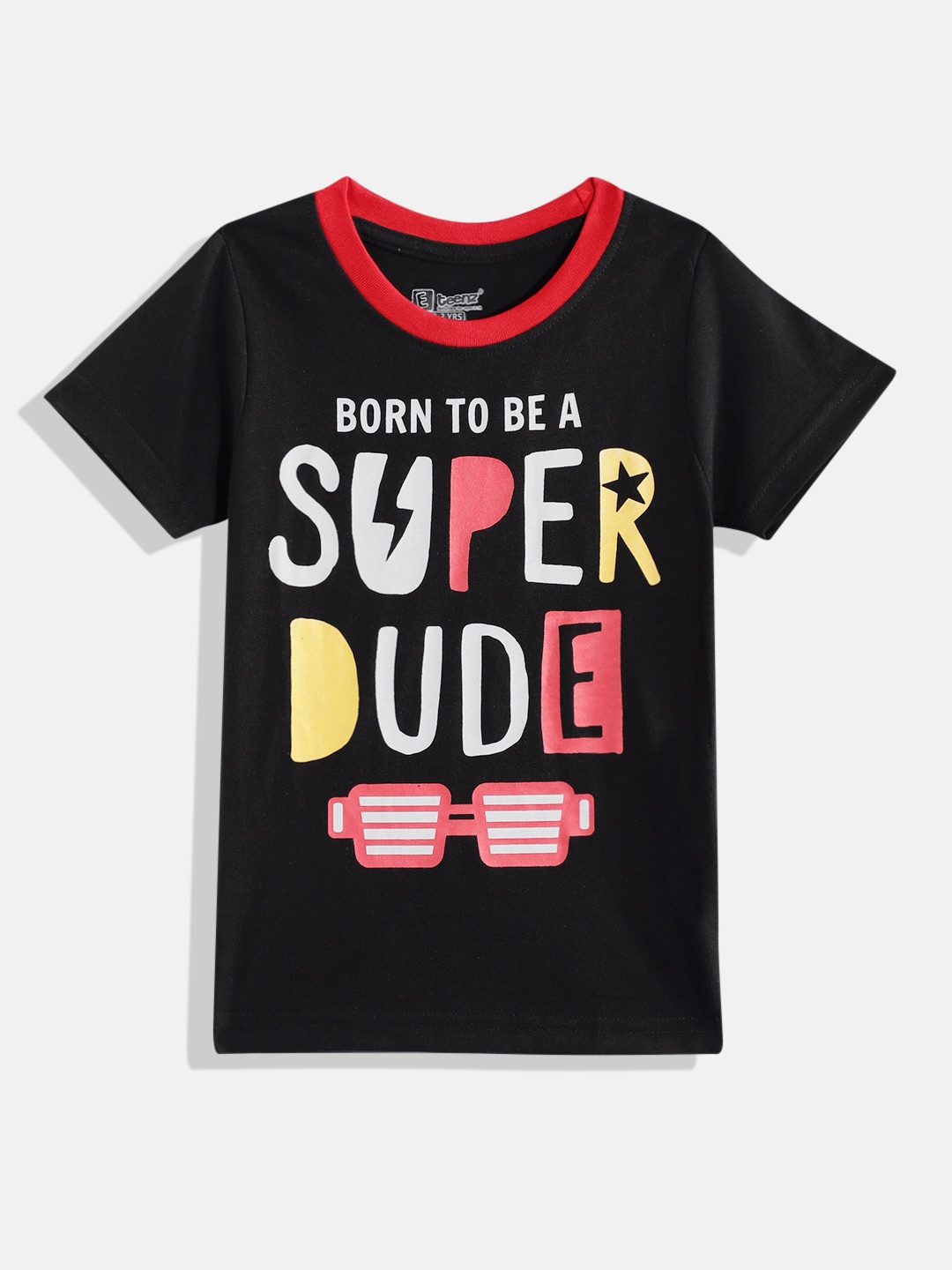 

Eteenz Boys Premium Cotton Typography Print T-shirt, Black