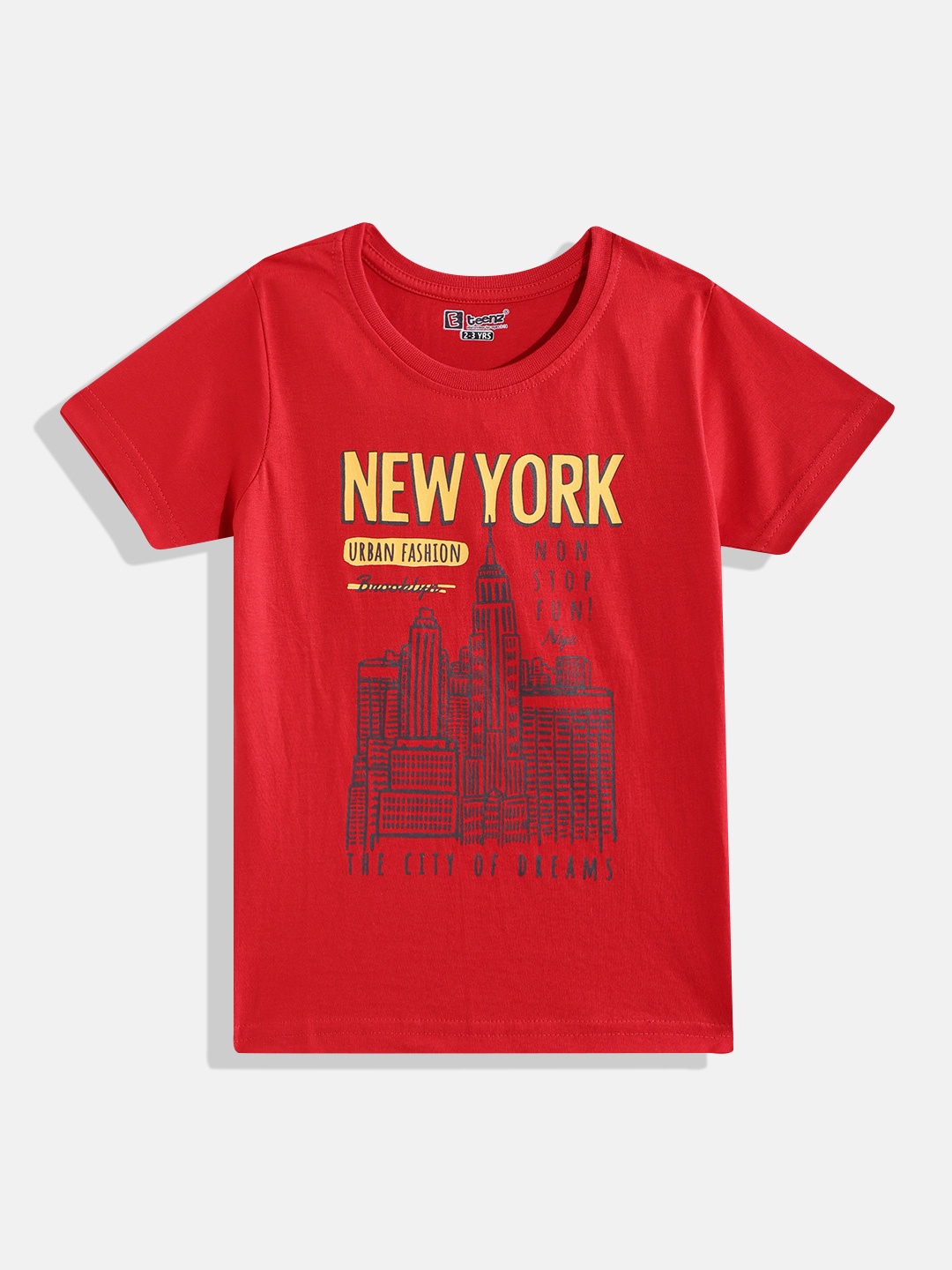 

Eteenz Boys Premium Cotton Typography Print T-shirt, Red