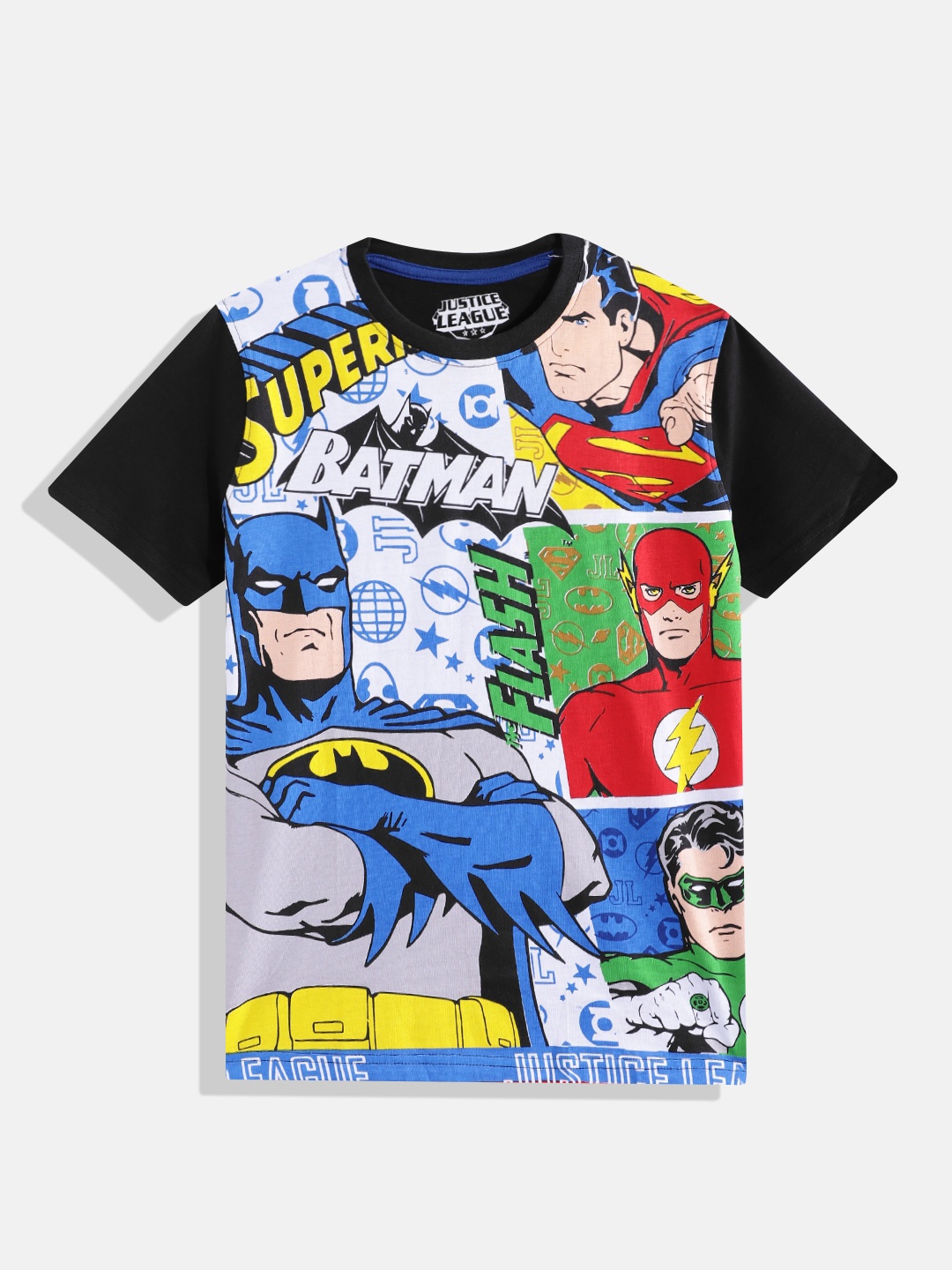 

Eteenz Boys Pure Cotton Justice League Printed T-shirt, Black