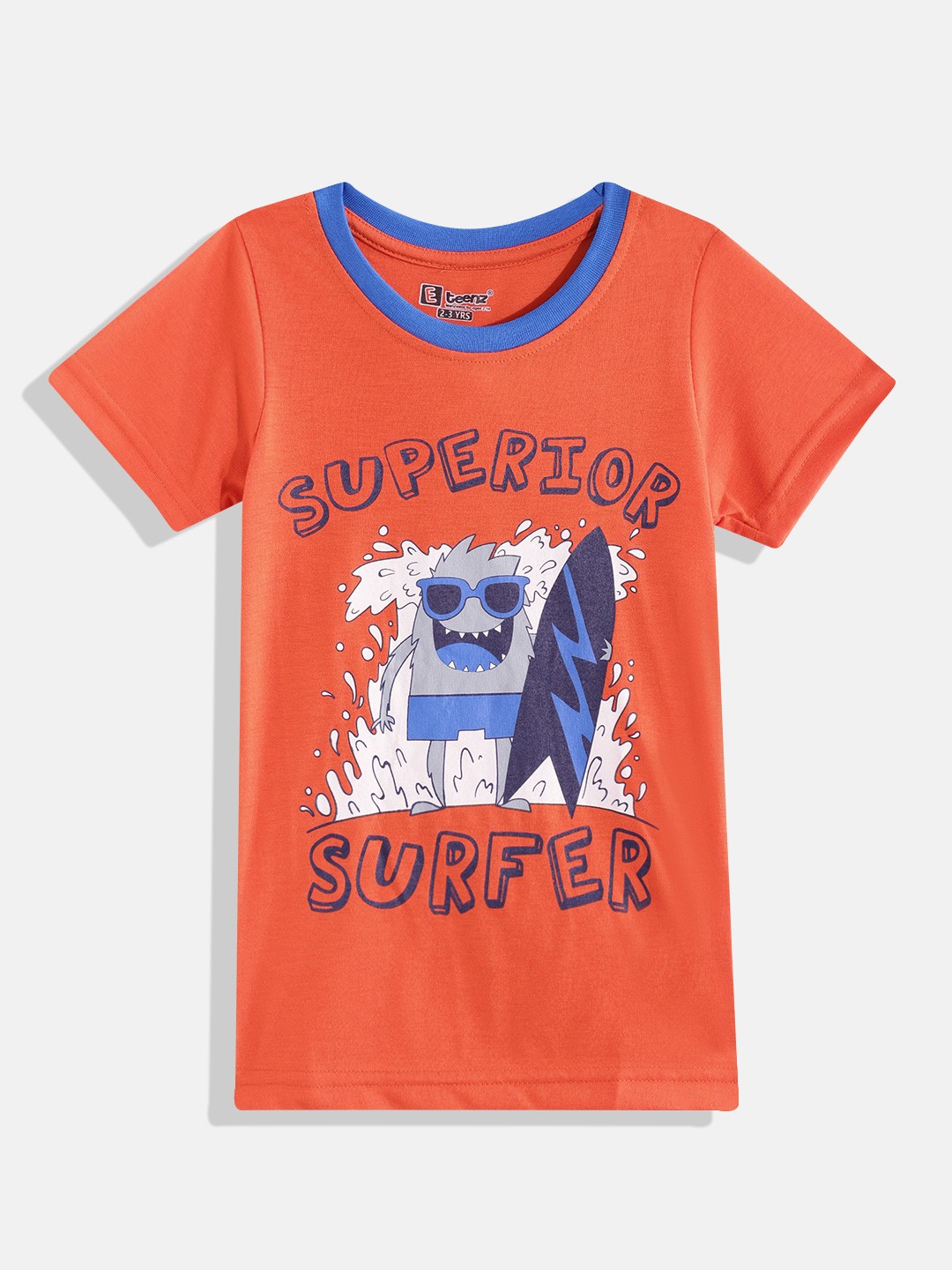 

Eteenz Boys Premium Cotton Graphic Printed T-shirt, Orange