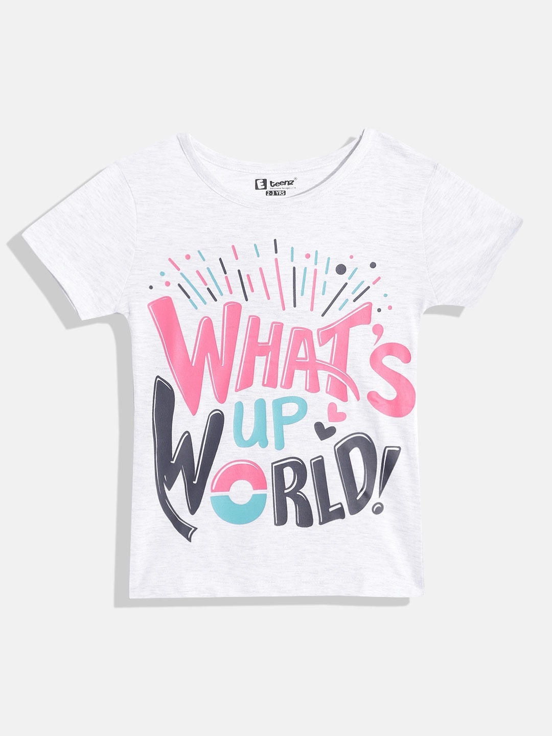 

Eteenz Girls Pure Cotton Typography Printed T-shirt, White