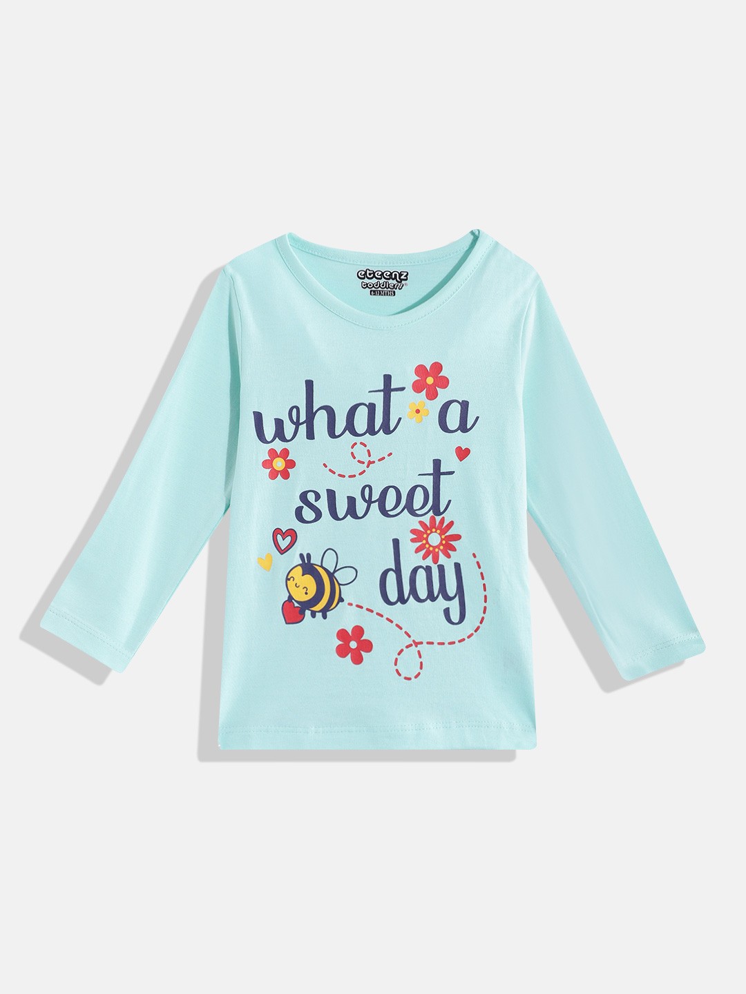 Eteenz Infant Girls Typography & Graphic Printed Premium Cotton T-shirt, Green