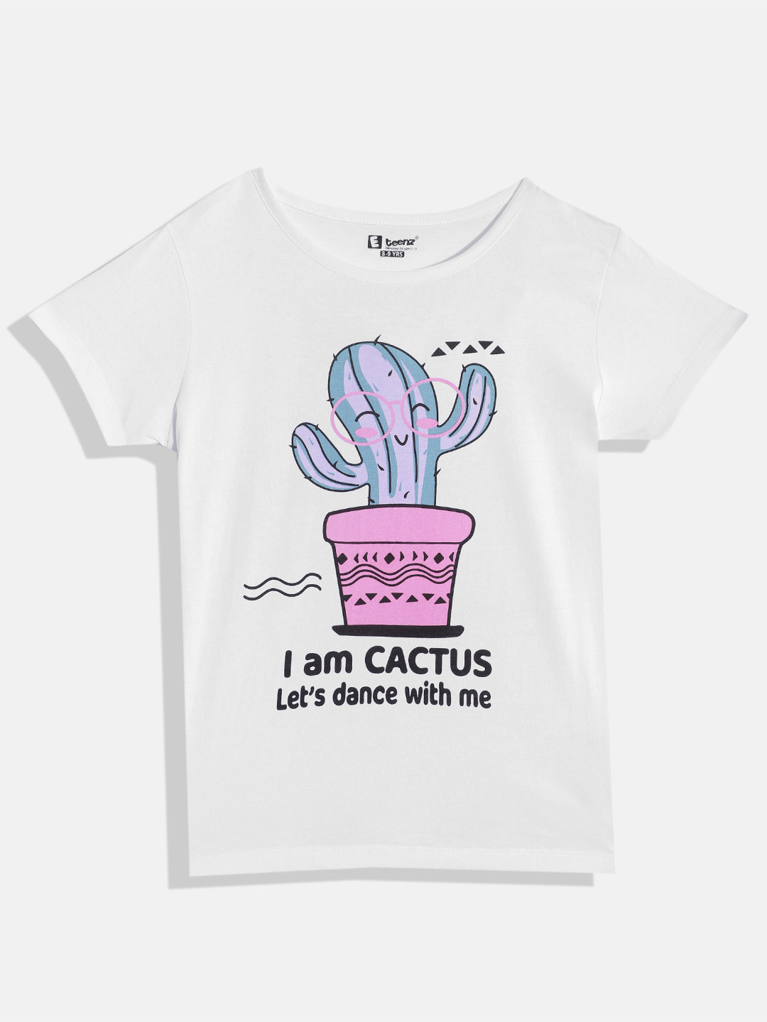 

Eteenz Girls Pure Cotton Graphic Printed T-shirt, White