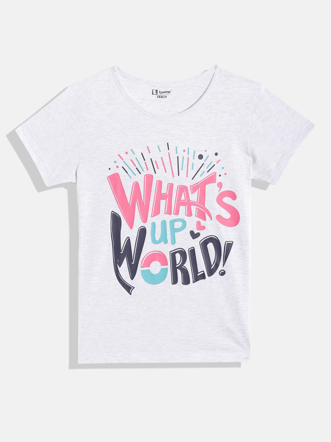 

Eteenz Girls Pure Cotton Typography Printed T-shirt, Grey