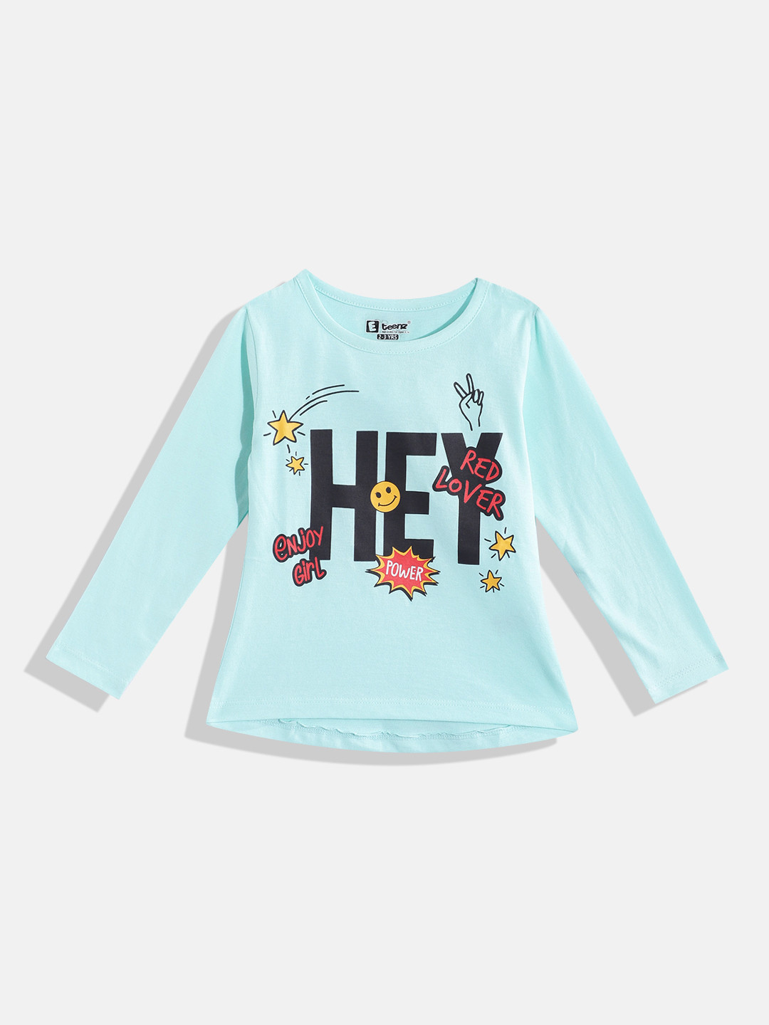 

Eteenz Girls Premium Cotton Typography Printed T-shirt, Green
