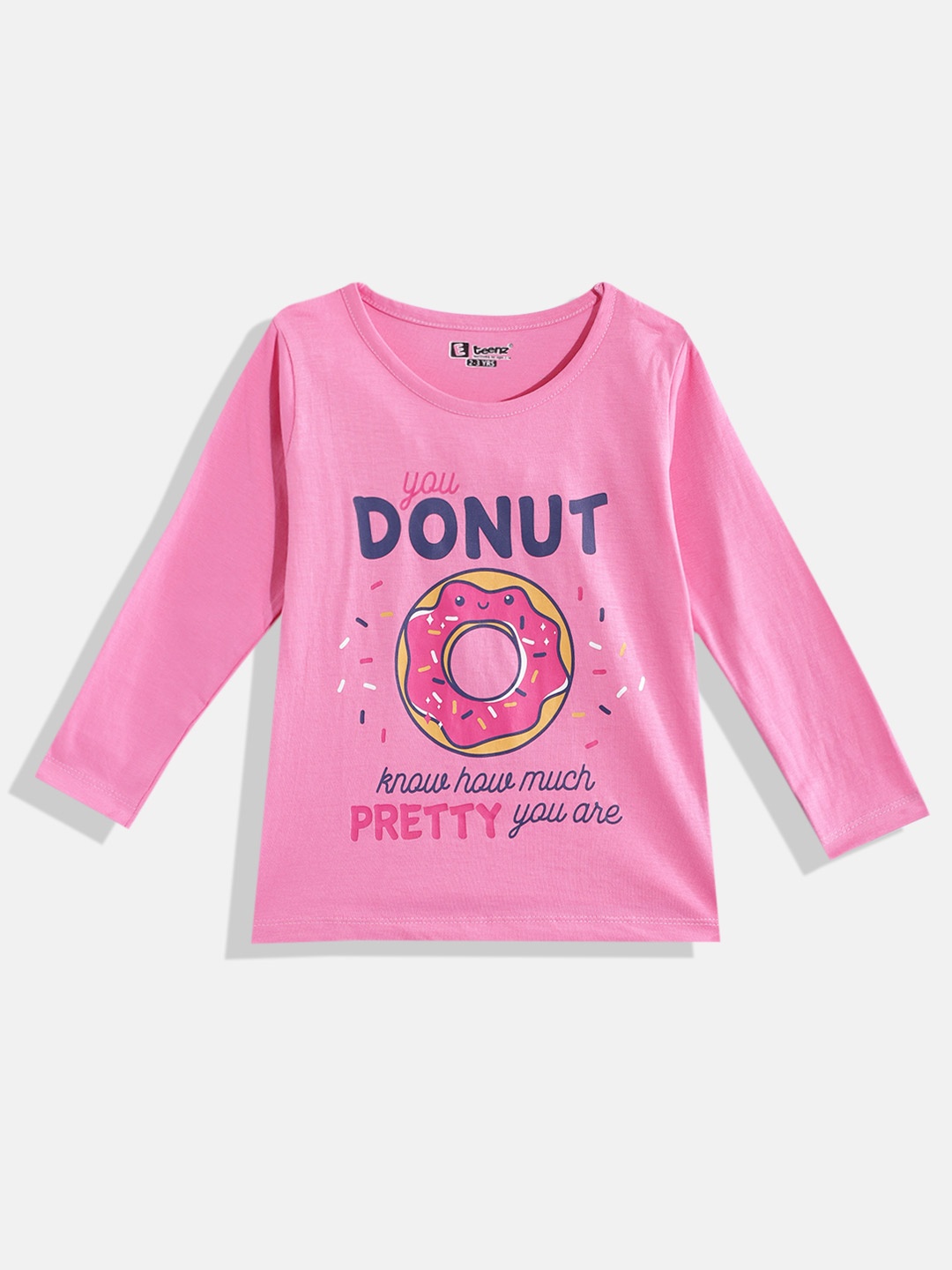 

Eteenz Girls Premium Cotton Typography Printed T-shirt, Pink