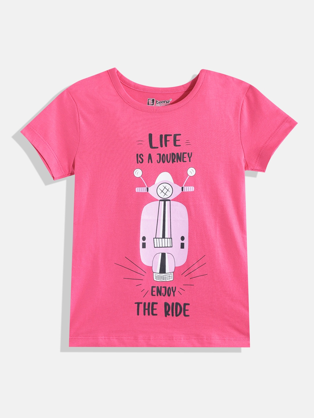 Eteenz Girls Premium Cotton Graphic Printed T-shirt, Pink