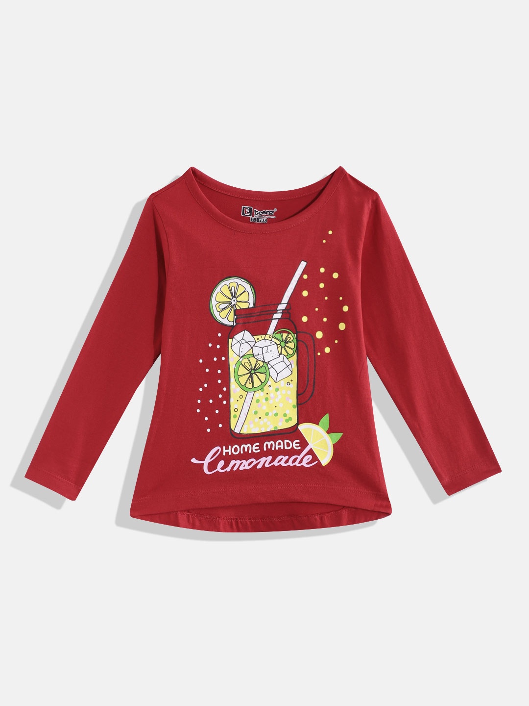 

Eteenz Girls Premium Cotton Graphic Printed T-shirt, Red