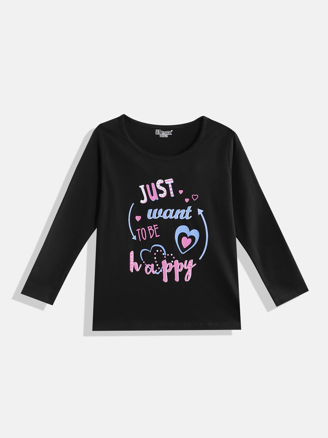 

Eteenz Boys Pure Cotton Typography Printed T-shirt, Black