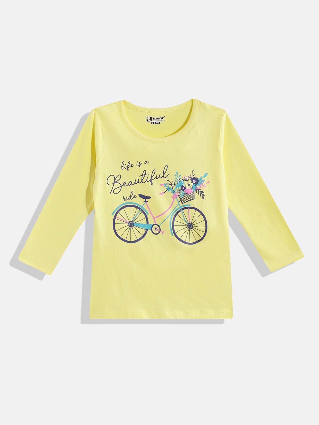 

Eteenz Girls Premium Cotton Graphic Printed T-shirt, Yellow