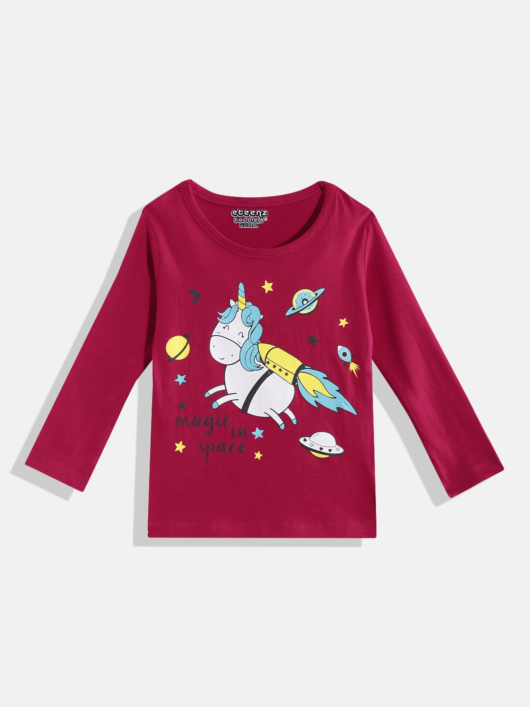 

Eteenz Infant Girls Graphic & Typography Printed Premium Cotton T-shirt, Red