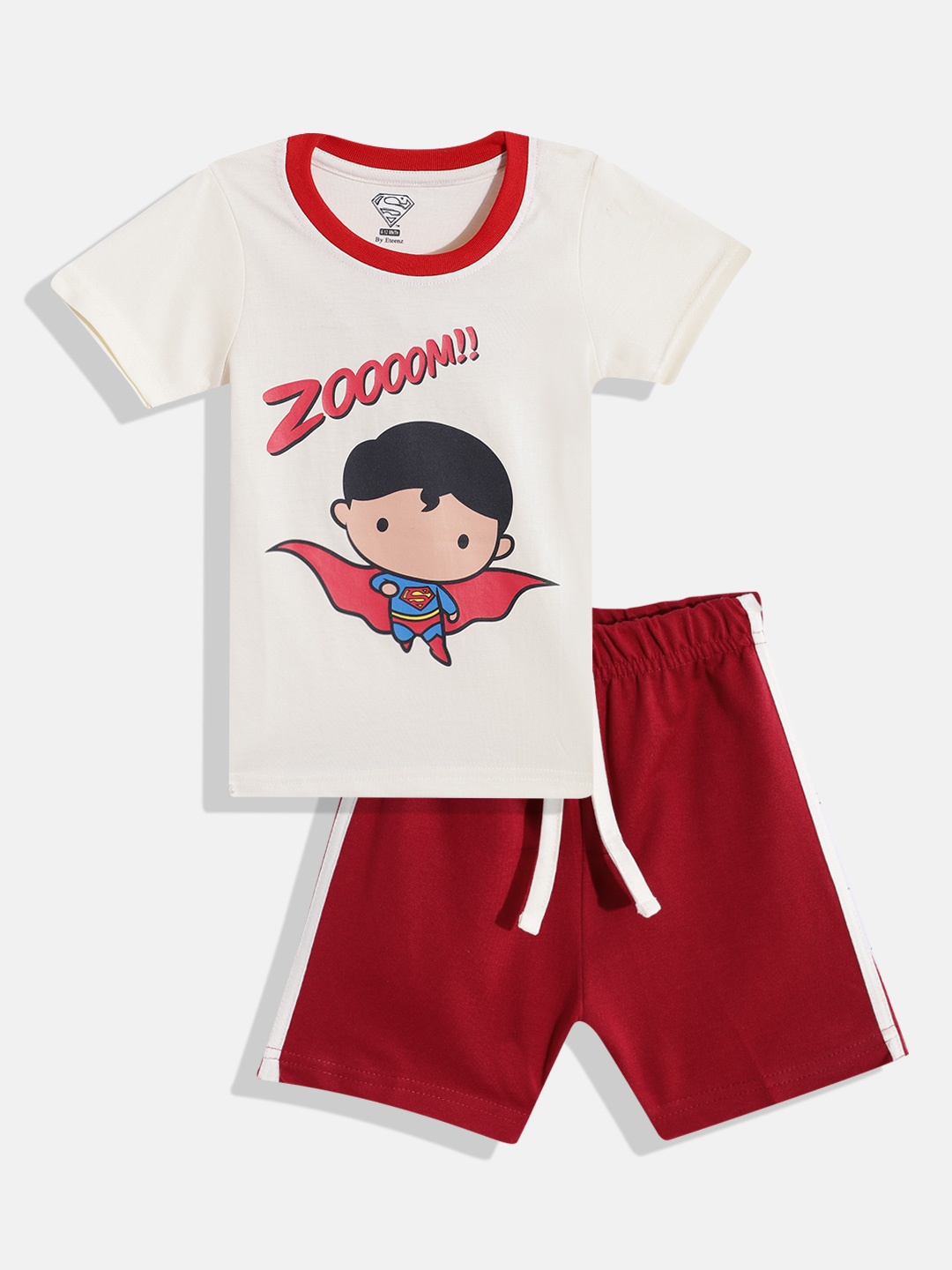 

Eteenz Infant Boys Premium Cotton Superman Printed T-shirt With Shorts, Off white