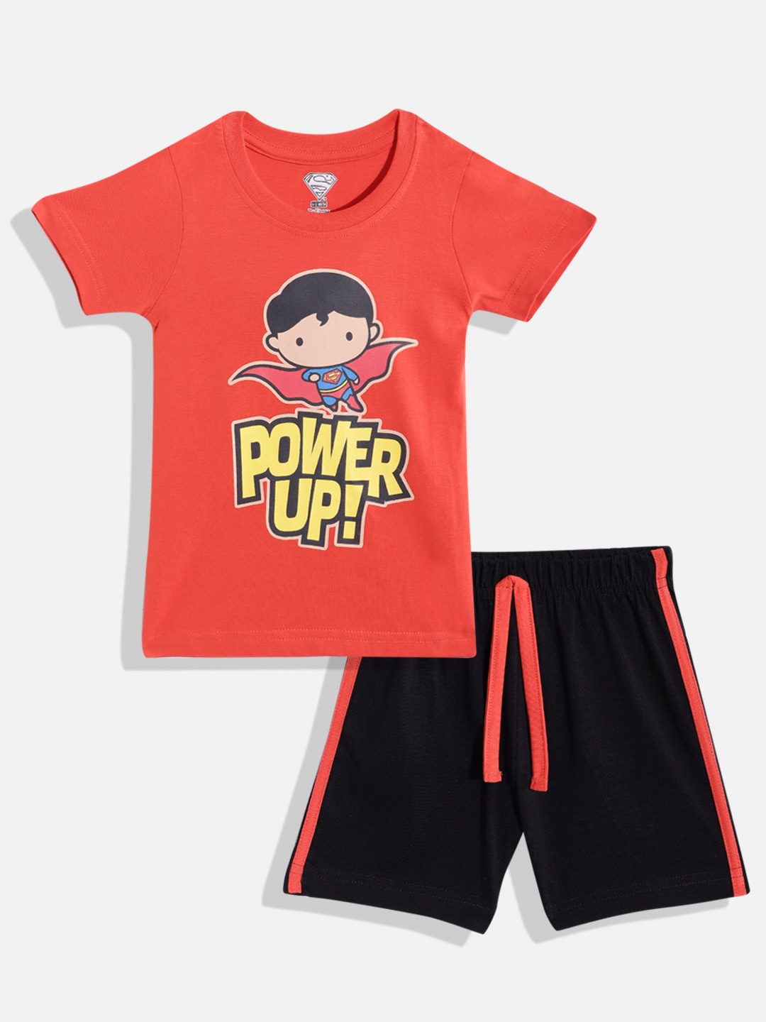 

Eteenz Infant Boys Premium Cotton Superman Printed T-shirt With Shorts, Coral