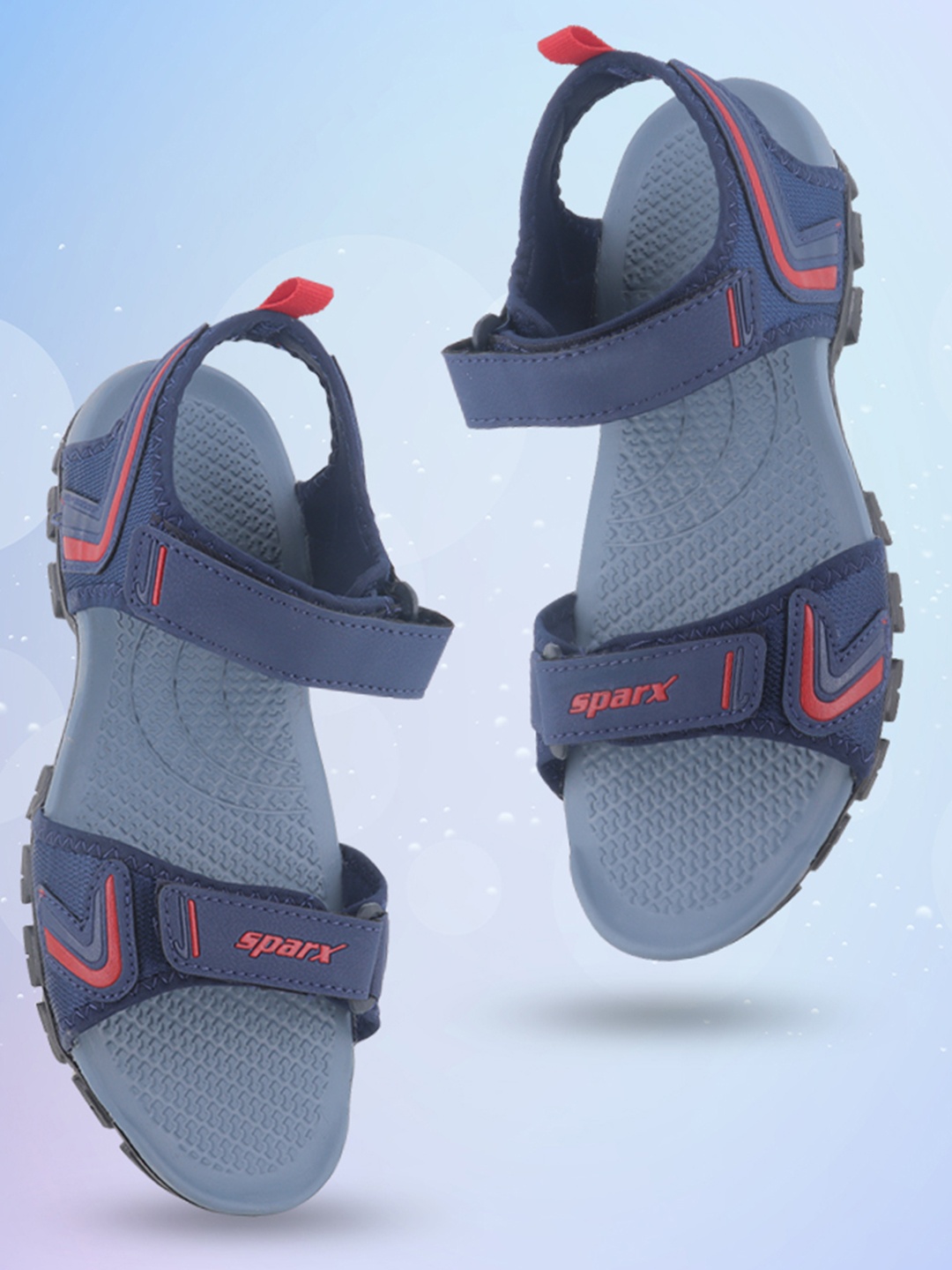 

Sparx Men Textured Velcro Closure Sports Sandals, Navy blue