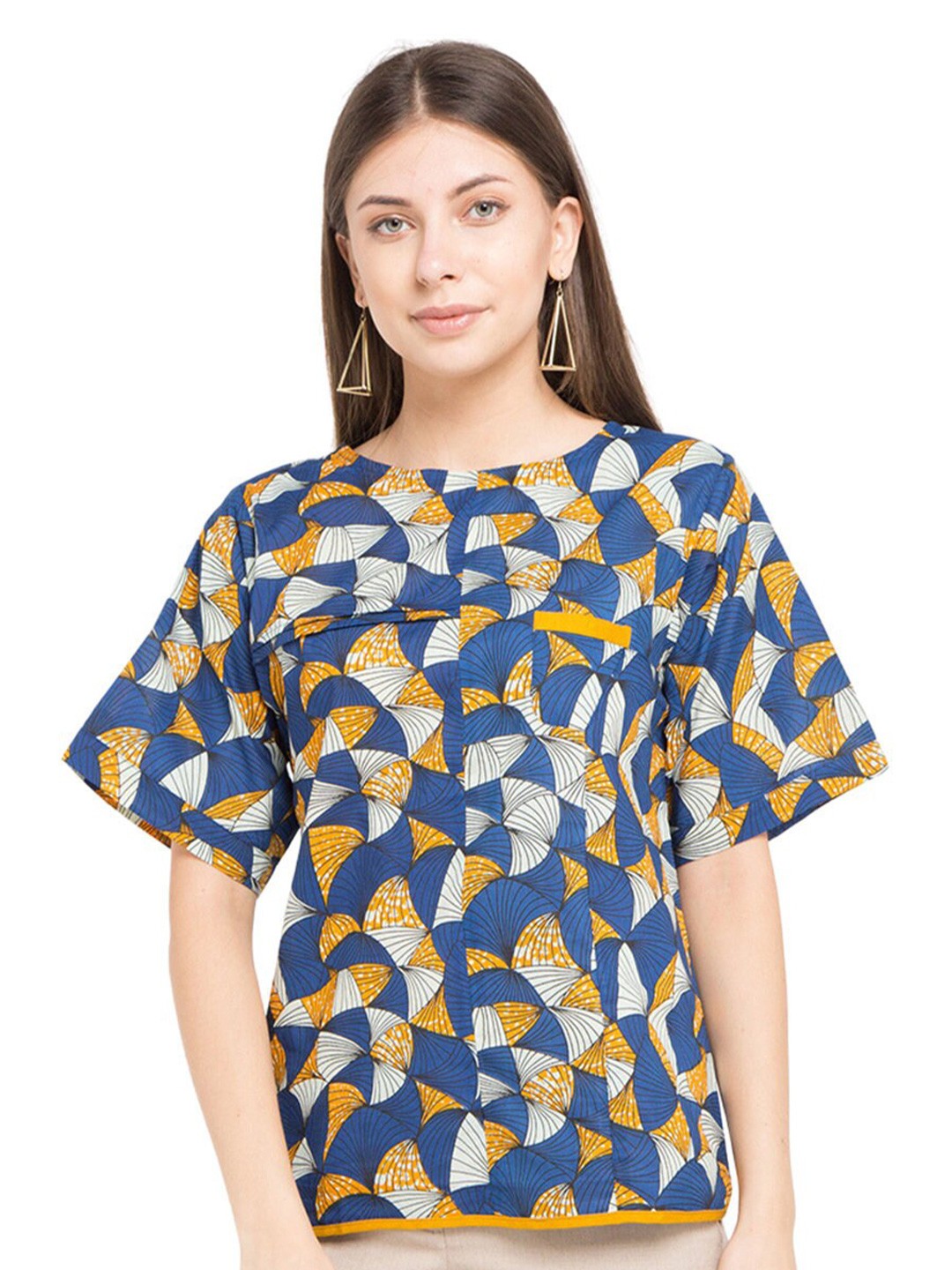 

Chanira La Parezza Abstract Printed Flared Sleeve Cotton Top, Yellow