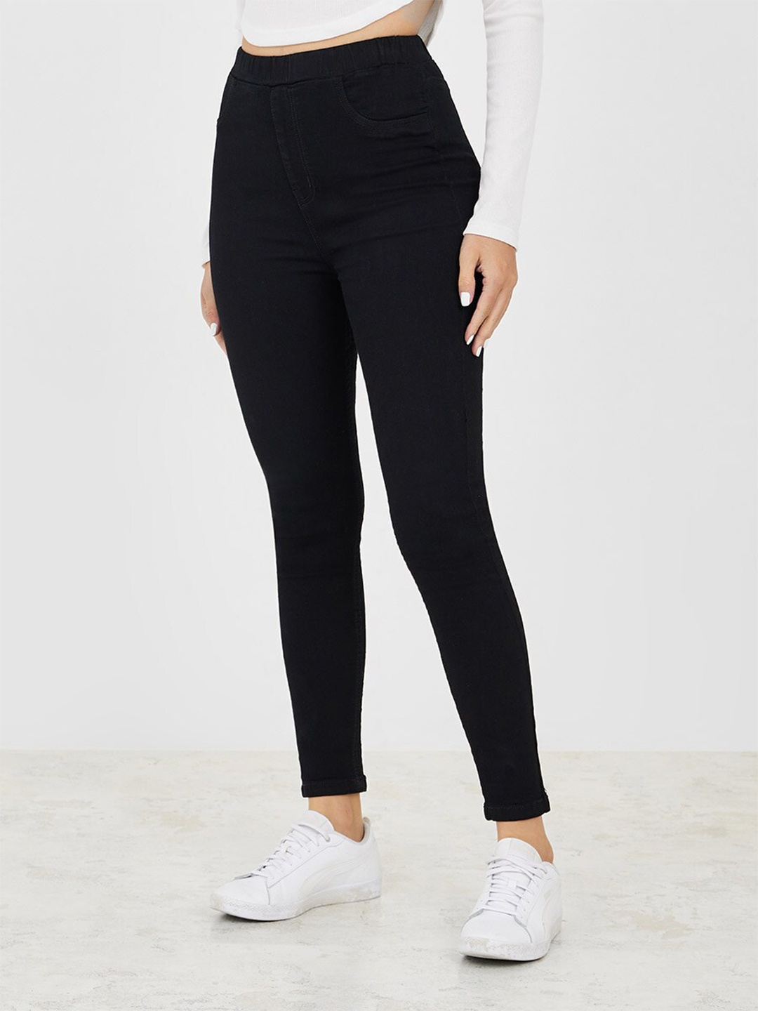 

Styli Women Cotton Skinny Fit Jeggings, Black