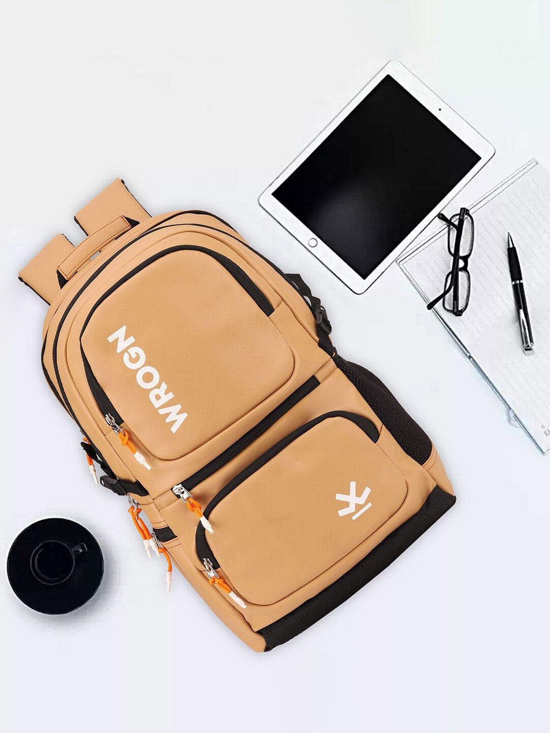 

WROGN Laptop Backpack With Rain Cover, Beige