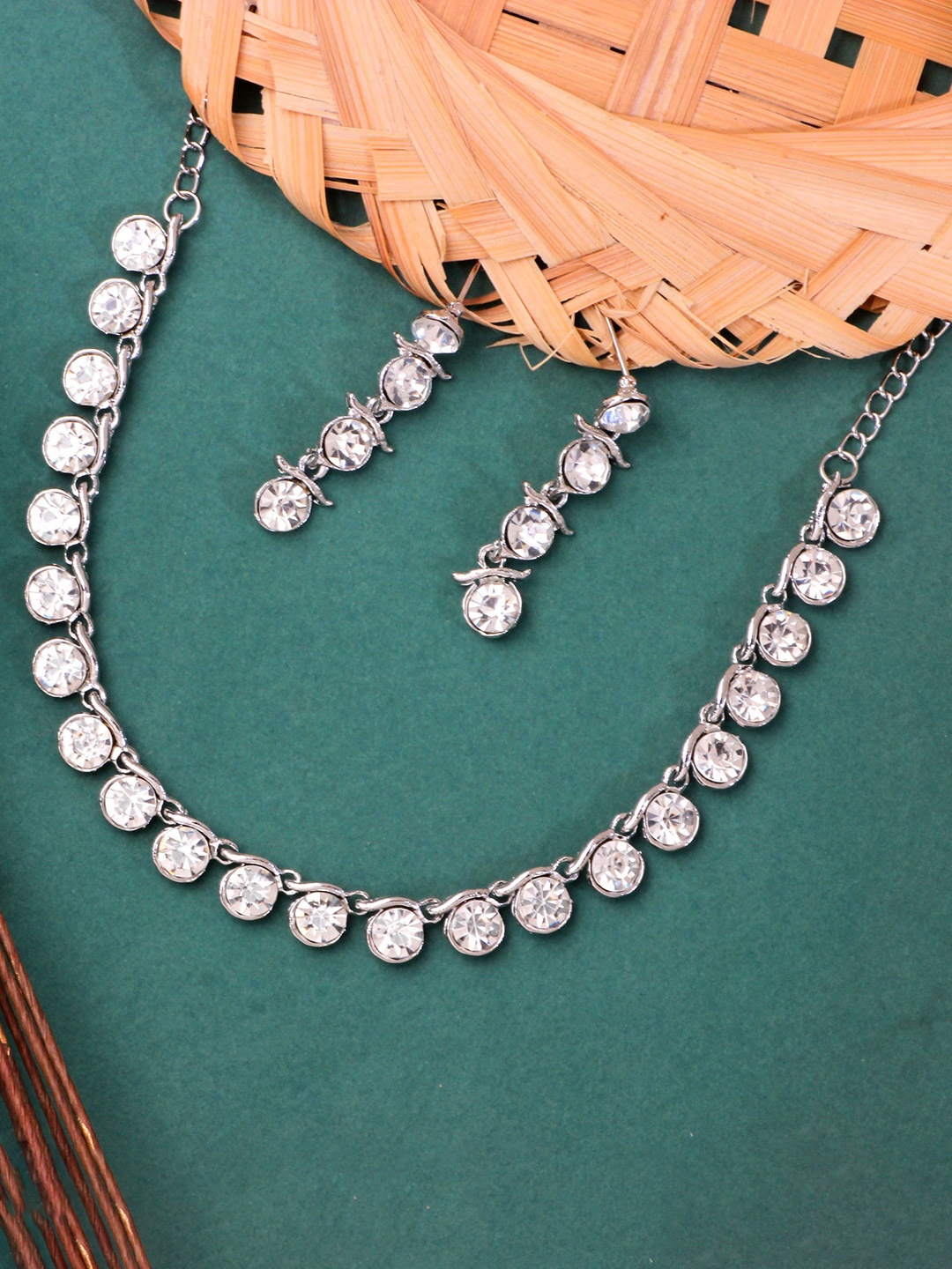 

Atasi International Silver-Plated Stone-Studded Jewellery Set