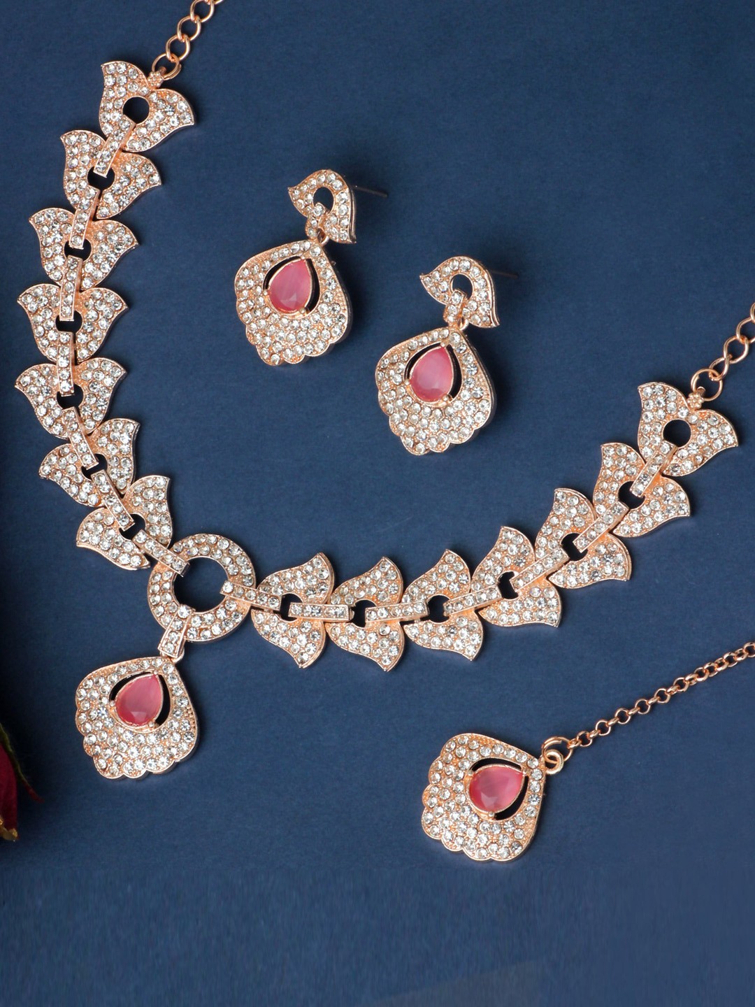

Atasi International Gold-Plated AD-Studded & Beaded Jewellery Set