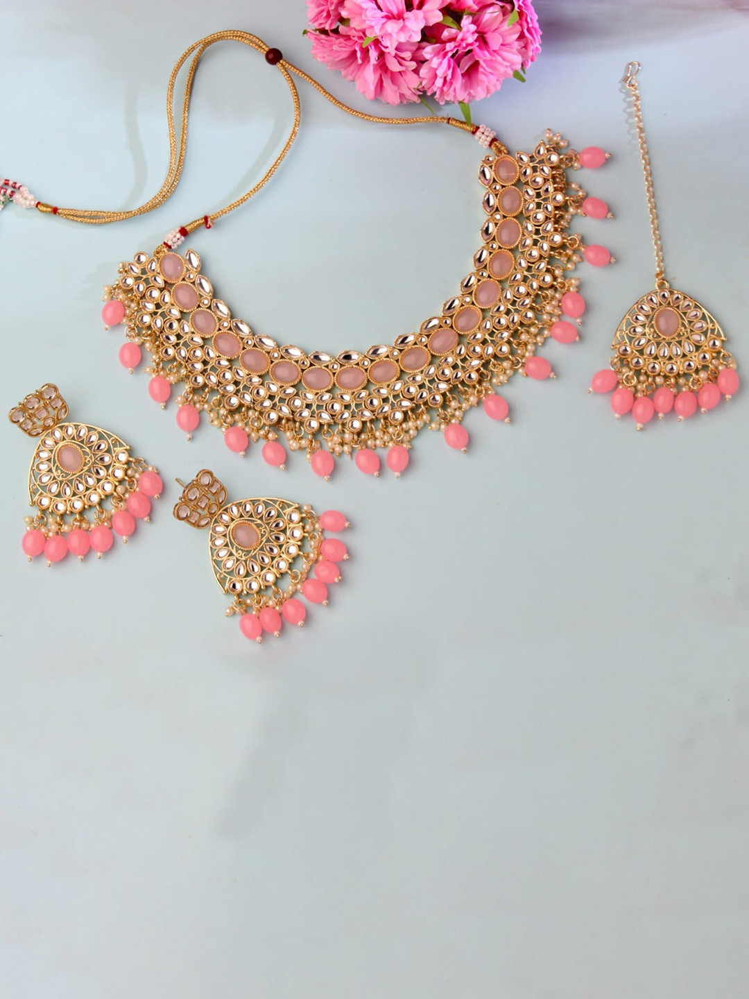 

Atasi International Gold-Plated Kundan-Studded & Beaded Jewellery Set