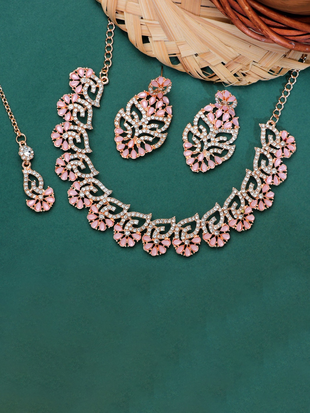 

Atasi International Gold-Plated Crystal-Studded Jewellery Set