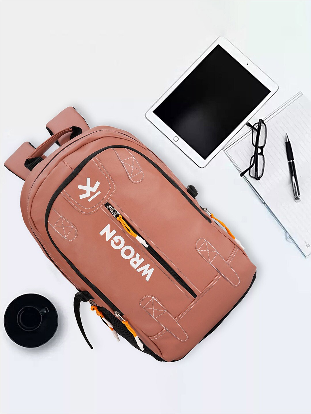 

WROGN Laptop Backpack With Rain Cover, Rose gold